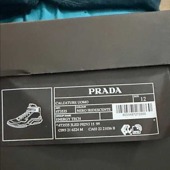 Prada Polarius Futuristic Black Iridescent High Top Sneakers Men's Size 12 - Picture 9 of 9